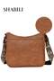 Women Shoulder Bag PU Large-Capacity Multi-Pocket Contrast Stitching Crossbody Satchel