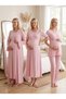 New Season Powder Summer Short Sleeve 100% Cotton Maternity Dressing Gown Nightgown Pajama Set with Easy Breastfeeding Feature, Set of 4 - 7