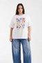 Unisex Oversized T-Shirt with Tulip Botanical Motif Printed Black / White - 2