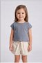 Girl's Stone Detailed T-Shirt and Belted Shorts Set