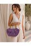Women's Purple Knitted Handbag with Wooden Handle, Stylish Daily Boutique Bag - 3