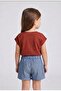 Girl's Bowknot Stone Printed T-Shirt Belted Shorts Set - 2
