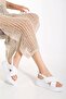 24422-1164 White Wedge Heel Women's Sandals