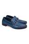 Blue Color Laceless Genuine Leather Men's Shoes
