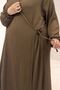 62018 Plus Size Tie-Up Wrap Prayer Dress - Brown - 2