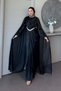 Diana Cape Detail Evening Dress Black