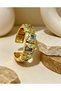 Women's Gold Steel Antique Forged Textured Sapphire and Turquoise Stone Thick Handcuff Bracelet - Vintage Couture Series - 3