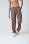 Men's Linen Brown Baggy Pleated Trousers - 3