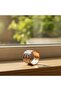 Copper Gray Red Diamond Pattern Wide Adjustable Ring - 7