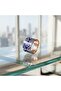 Copper Navy Blue White Badge Patterned Wide Form Adjustable Ring - 8