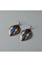 New Series Copper Navy Blue Orange Kilim Patterned Dangle Earrings - 8