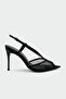 Pidola Stone Detailed Mesh Women's Black Heeled Shoes - 2