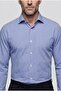 Dark Navy Regular Fit Cotton Pocketless Long Italian Collar Shirt - 3