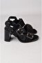 Seç 4177 Genuine Leather Heel Sandals (Heel: 8 cm) Black Suede - 5
