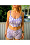 Lavender Picnic Knitwear Lilac Plaid Crop Bustier - 2