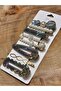 Women's grey mother-of-pearl side buckle set of 7 - acetate marble patterned heart