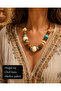 Virelith Bohemian Natural Stone and Wood Bead Handmade Design Necklace