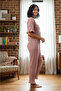 Women's Bamboo Linen Pajama Set with Tie Front Detail, Flared Sleeves and Cuffs - 3