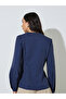 Blue Striped Long Sleeve Blouse - 4