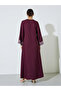 Burgundy Embroidered V Neck Jalabiya - 5