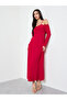 Red Cold Shoulder A-Line Maxi Dress - 3