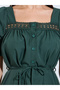Dark Green Square Neck A-Line Midi Dress - 4