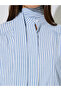 Blue Longline Striped Shirt with Scarf Detail - 4