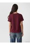 Lcw Everyday Burgundy Crew Neck Lace Detailed Women's T-Shirt - 3