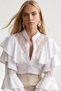 Women's White Layered Valon Lace Detailed Design Woven Shirt Alc-X15575 - 4