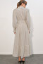 Women's Belted Hijab Dress 2589 - Cream - 6