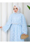 Flower-Patterned Lace Dress with Double Layered Veil and Gold Chain Belt.. 2 Pieces of Lace Poncho - 2