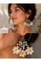 Authentic Daisy and Bead Detailed Earrings - 2