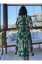 Green Tie-Dye Detailed Short Sleeve Dress - 4