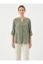 Women's Italian Khaki Sequin Embroidered Cotton Linen Loose Blouse – Oversized Casual Stylish Shirt - 3