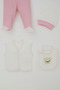 Baby Girl Hospital Release Set of 8 Baby Teddy Bears Embroidered 0-3 Months, Ecru - 5