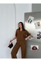 Women's Oversize Linen Trousers with Front Stitching Detail - Shirt Set - 3