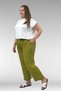69014 Large Size Double Tensel Pants with Elastic Waist and Pockets - Oil Green - 3