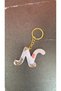 Transparent White Color with Silver Glitter and Real Dried Pink Flower Decoration N Letter Shaped Gold Accessory Keychain Epoxy Handmade Gift - 8