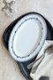 Victoria 2-Piece 30 cm Premium Porcelain Large Size Kayık Presentation Serving Set Blue Gray Modern Patterned - 2