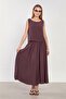 Women's sleeveless skirted two-piece set - plum - 2