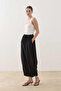 Striped Textured Barrel Trousers Black - 3
