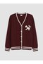 Özmarka New Season V-Neck Embroidery Detailed Girls' Knitwear Cardigan
