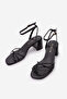Women's Blunt Toe Ankle Thin Cross-Strapped Thick Heeled Sandals Dovina Black
