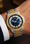 Men's Silver Gold Metal Cord Navy Blue Dial 5 Bar Wristwatch 2 Year Warranty - 2