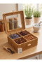 Natural Plastic Knitted Rattan Multi-Purpose Organizer Box with Plexiglass Lid - 4 Compartments for Jewelry, Tea, and Spring Supplies - 2