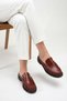 Burgundy Women's Genuine Leather Loafer Slippers Orthopedic Sole Comfortable Stylish Uniqe - 3