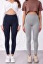 2-Pack Advantage Women's No-Show Extra Flexible High Waist Ribbed Leggings