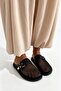Marbella Black Buckle Detailed Mesh Women's Slippers - 5