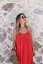 Pomegranate Flower Thin Strap Skirt with Dirty Stitching Dress - 3