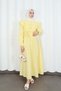 Volan Collar Buttoned Elastic Waist Belted Dress Hnt03151 Yellow - 5